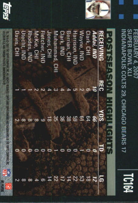 2007 Topps Chrome Football Part 1 Main Set Cards #TC1 to #TC165 Veterans - Picture 317 of 319