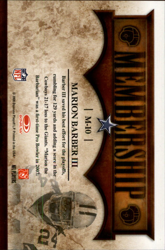 2008 Donruss Classics Membership Football Card Pick