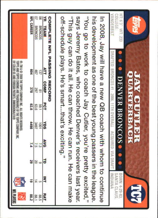 2008 Topps Chrome Football Part 1 Main Set Veterans Cards #TC1 to #TC165 - Picture 11 of 317