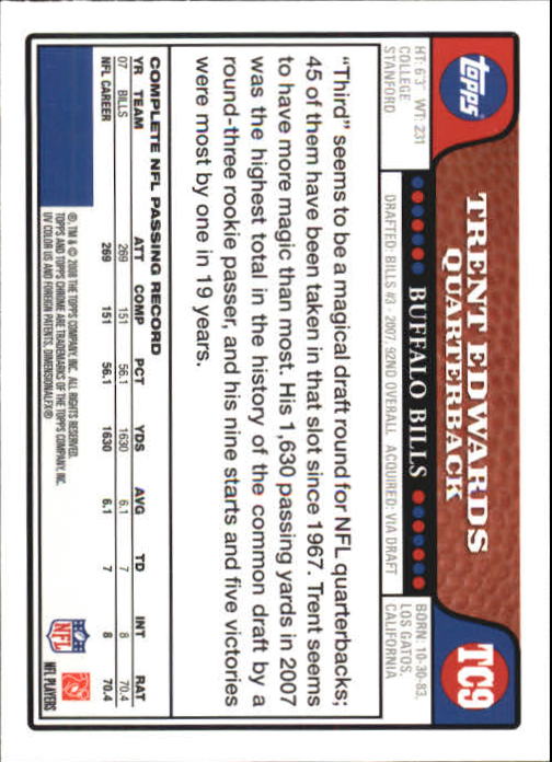 2008 Topps Chrome Football Part 1 Main Set Veterans Cards #TC1 to #TC165 - Picture 15 of 317