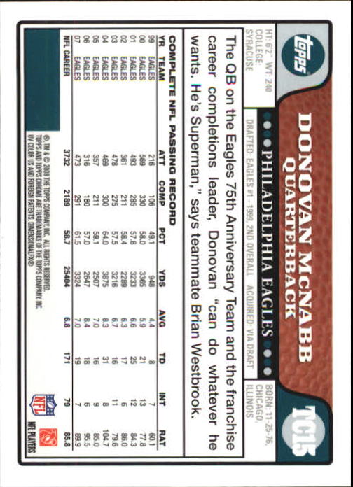 2008 Topps Chrome Football Part 1 Main Set Veterans Cards #TC1 to #TC165 - Picture 27 of 317