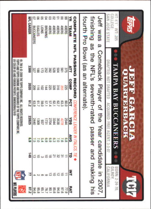2008 Topps Chrome Football Part 1 Main Set Veterans Cards #TC1 to #TC165 - Picture 31 of 317