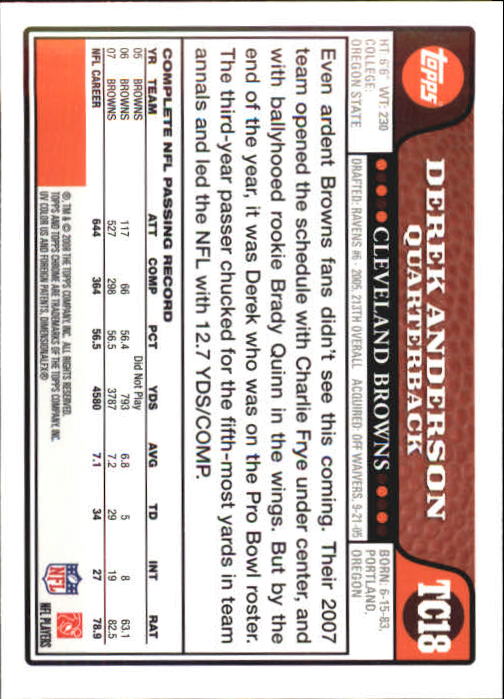 2008 Topps Chrome Football Part 1 Main Set Veterans Cards #TC1 to #TC165 - Picture 33 of 317