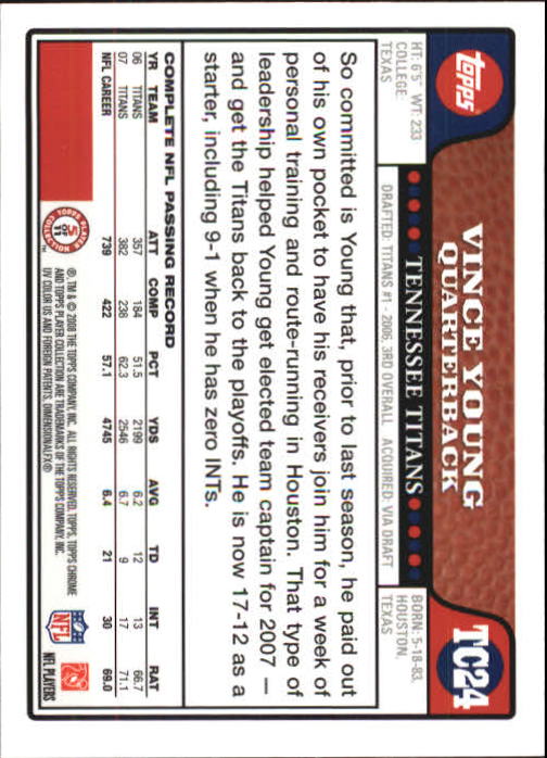 2008 Topps Chrome Football Part 1 Main Set Veterans Cards #TC1 to #TC165 - Picture 45 of 317