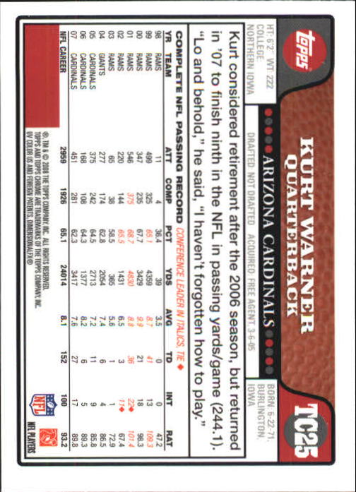 2008 Topps Chrome Football Part 1 Main Set Veterans Cards #TC1 to #TC165 - Picture 47 of 317