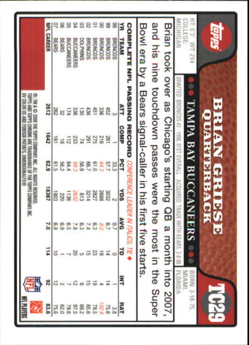 2008 Topps Chrome Football Part 1 Main Set Veterans Cards #TC1 to #TC165 - Picture 55 of 317