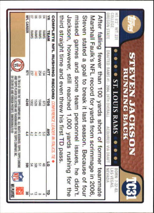 2008 Topps Chrome Football Part 1 Main Set Veterans Cards #TC1 to #TC165 - Picture 59 of 317
