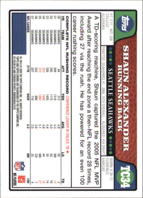 2008 Topps Chrome Football Part 1 Main Set Veterans Cards #TC1 to #TC165 - Picture 65 of 317