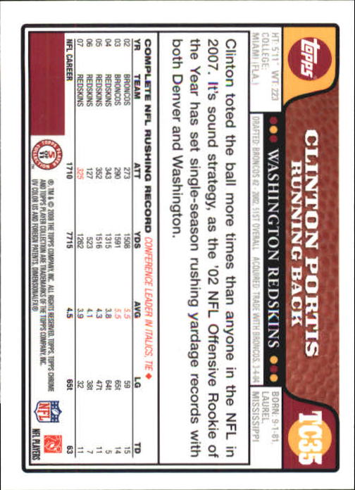 2008 Topps Chrome Football Part 1 Main Set Veterans Cards #TC1 to #TC165 - Picture 67 of 317