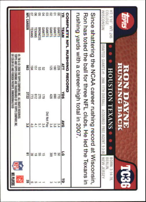 2008 Topps Chrome Football Part 1 Main Set Veterans Cards #TC1 to #TC165 - Picture 69 of 317