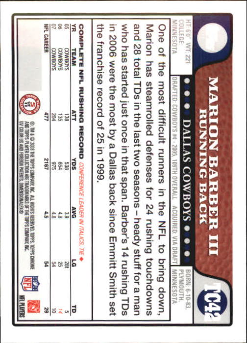 2008 Topps Chrome Football Part 1 Main Set Veterans Cards #TC1 to #TC165 - Picture 79 of 317