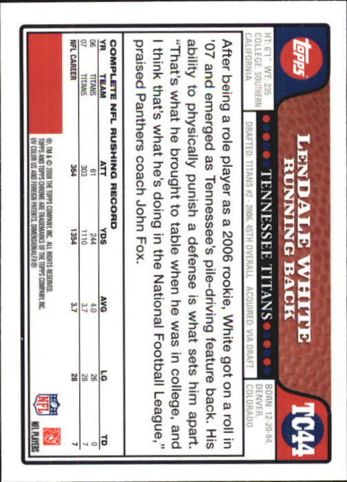2008 Topps Chrome Football Part 1 Main Set Veterans Cards #TC1 to #TC165 - Picture 83 of 317