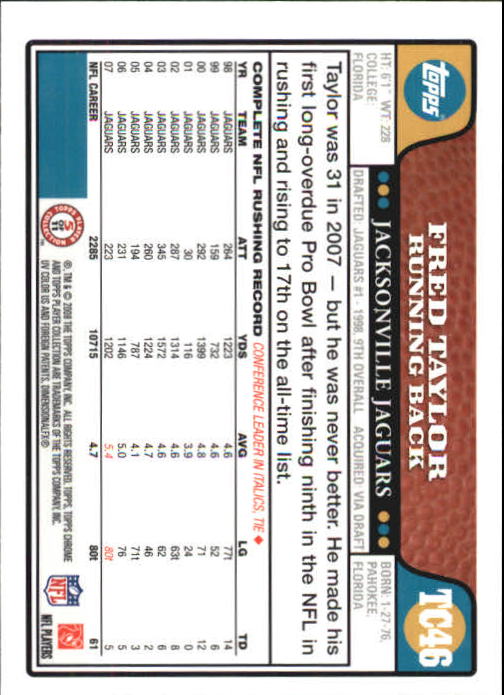 2008 Topps Chrome Football Part 1 Main Set Veterans Cards #TC1 to #TC165 - Picture 87 of 317