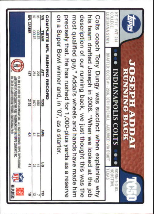 2008 Topps Chrome Football Part 1 Main Set Veterans Cards #TC1 to #TC165 - Picture 95 of 317