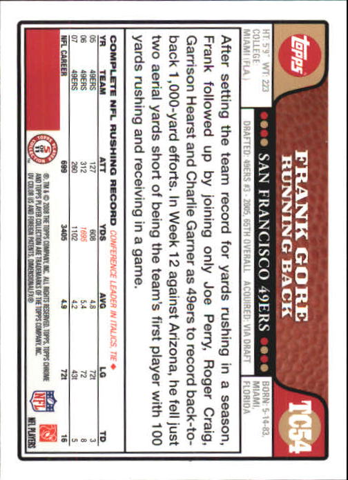 2008 Topps Chrome Football Part 1 Main Set Veterans Cards #TC1 to #TC165 - Picture 103 of 317