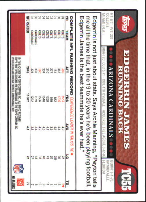 2008 Topps Chrome Football Part 1 Main Set Veterans Cards #TC1 to #TC165 - Picture 105 of 317