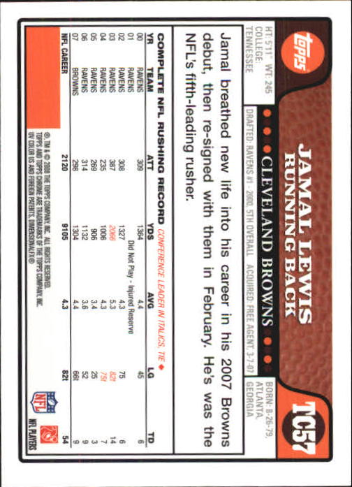 2008 Topps Chrome Football Part 1 Main Set Veterans Cards #TC1 to #TC165 - Picture 109 of 317