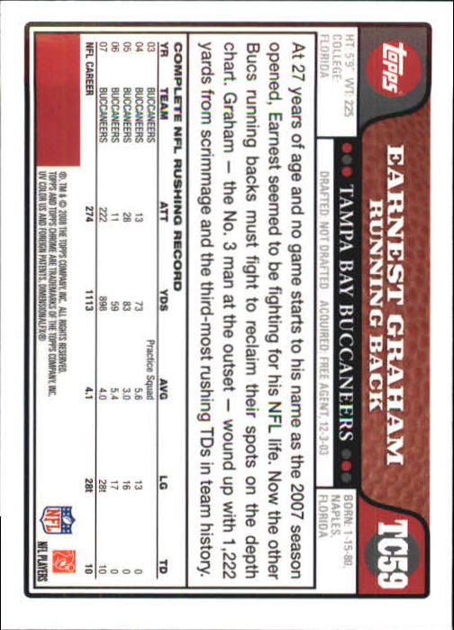 2008 Topps Chrome Football Part 1 Main Set Veterans Cards #TC1 to #TC165 - Picture 113 of 317