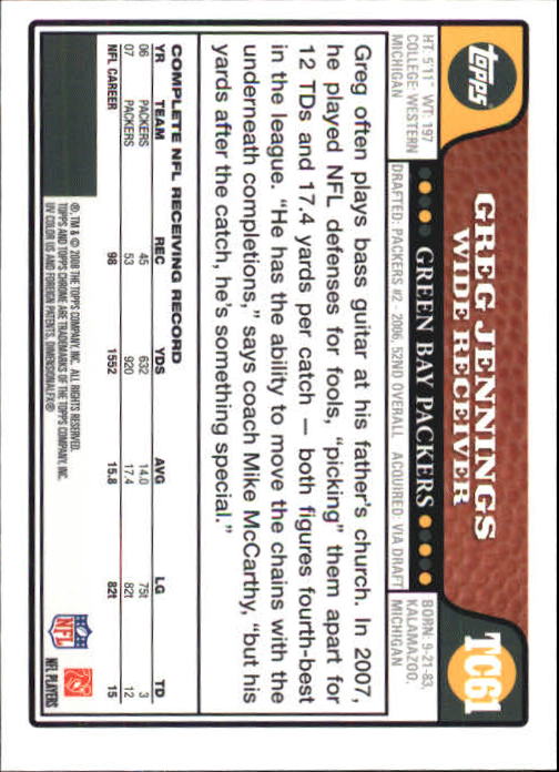 2008 Topps Chrome Football Part 1 Main Set Veterans Cards #TC1 to #TC165 - Picture 117 of 317