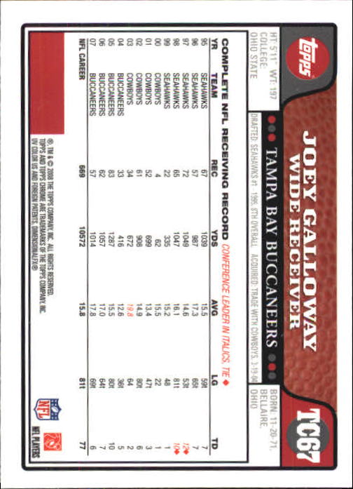 2008 Topps Chrome Football Part 1 Main Set Veterans Cards #TC1 to #TC165 - Picture 129 of 317