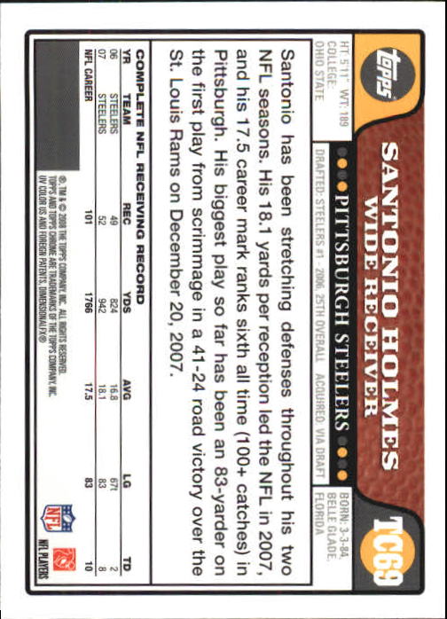 2008 Topps Chrome Football Part 1 Main Set Veterans Cards #TC1 to #TC165 - Picture 133 of 317