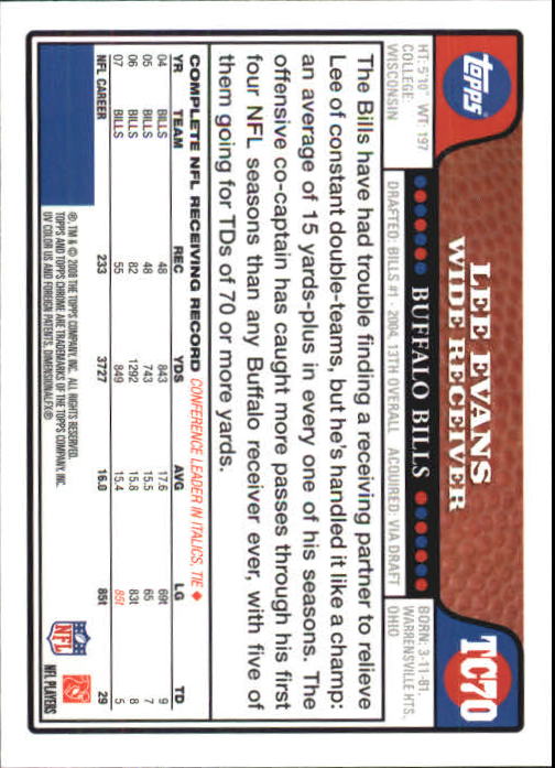 2008 Topps Chrome Football Part 1 Main Set Veterans Cards #TC1 to #TC165 - Picture 135 of 317