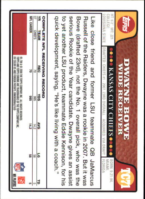 2008 Topps Chrome Football Part 1 Main Set Veterans Cards #TC1 to #TC165 - Picture 137 of 317