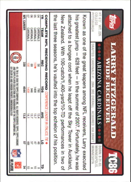 2008 Topps Chrome Football Part 1 Main Set Veterans Cards #TC1 to #TC165 - Picture 167 of 317