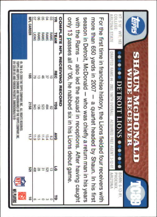 2008 Topps Chrome Football Part 1 Main Set Veterans Cards #TC1 to #TC165 - Picture 173 of 317