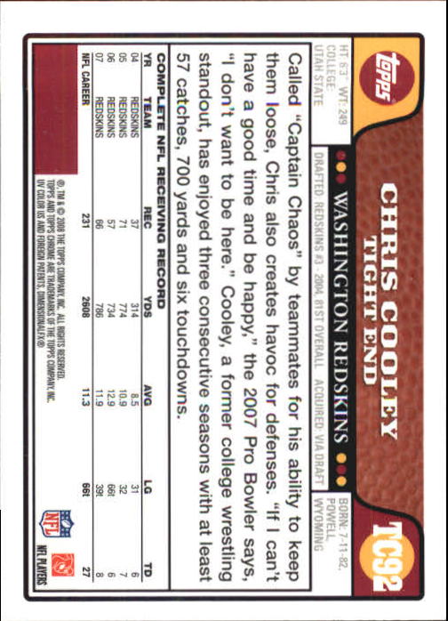 2008 Topps Chrome Football Part 1 Main Set Veterans Cards #TC1 to #TC165 - Picture 179 of 317