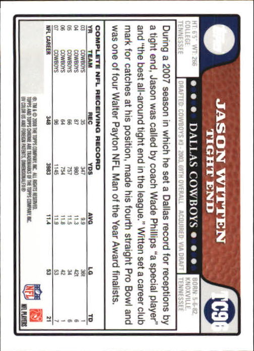 2008 Topps Chrome Football Part 1 Main Set Veterans Cards #TC1 to #TC165 - Picture 187 of 317