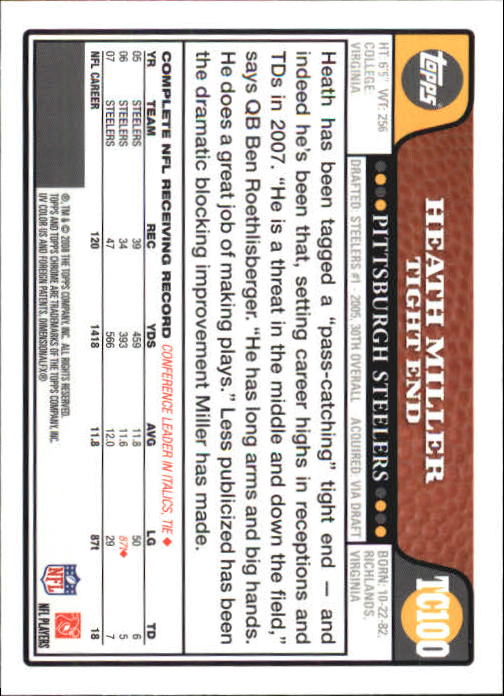 2008 Topps Chrome Football Part 1 Main Set Veterans Cards #TC1 to #TC165 - Picture 195 of 317