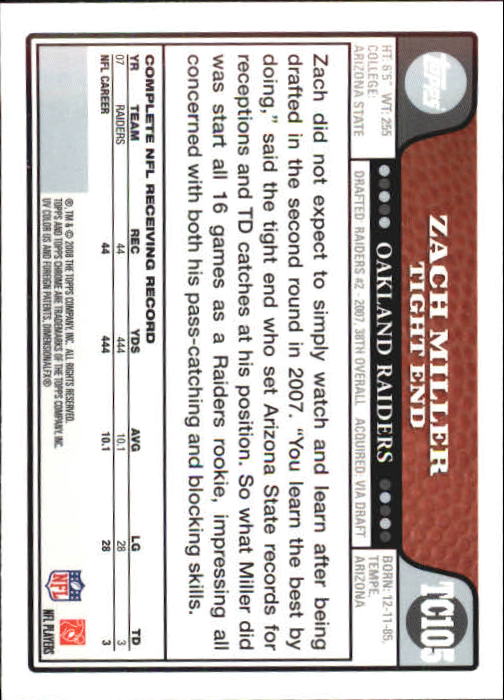 2008 Topps Chrome Football Part 1 Main Set Veterans Cards #TC1 to #TC165 - Picture 205 of 317