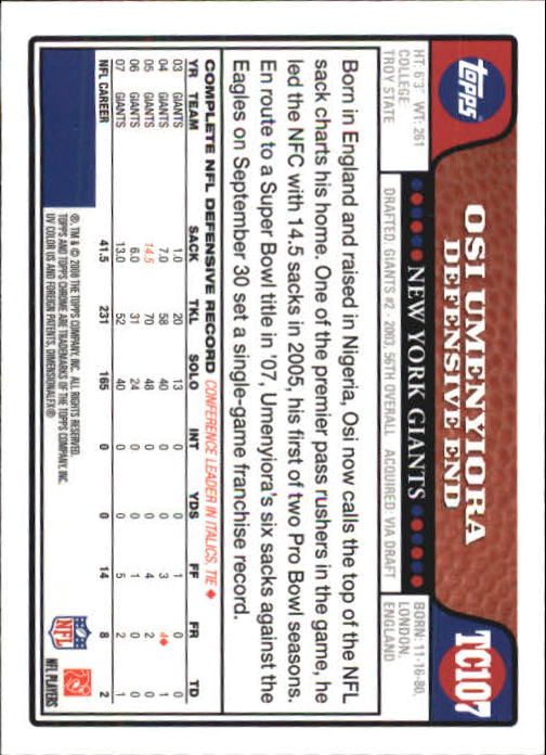 2008 Topps Chrome Football Part 1 Main Set Veterans Cards #TC1 to #TC165 - Picture 209 of 317