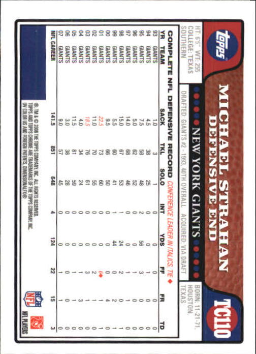 2008 Topps Chrome Football Part 1 Main Set Veterans Cards #TC1 to #TC165 - Picture 215 of 317