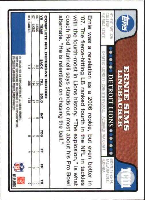 2008 Topps Chrome Football Part 1 Main Set Veterans Cards #TC1 to #TC165 - Picture 217 of 317