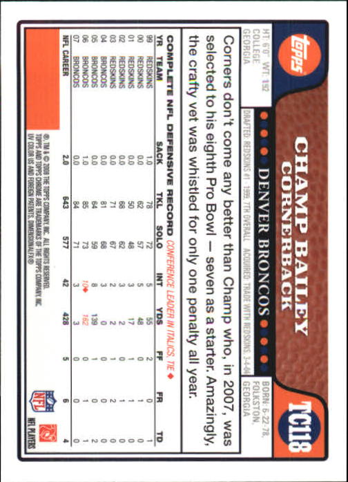 2008 Topps Chrome Football Part 1 Main Set Veterans Cards #TC1 to #TC165 - Picture 231 of 317