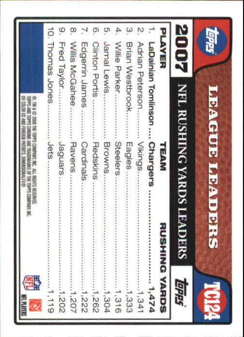 2008 Topps Chrome Football Part 1 Main Set Veterans Cards #TC1 to #TC165 - Picture 241 of 317