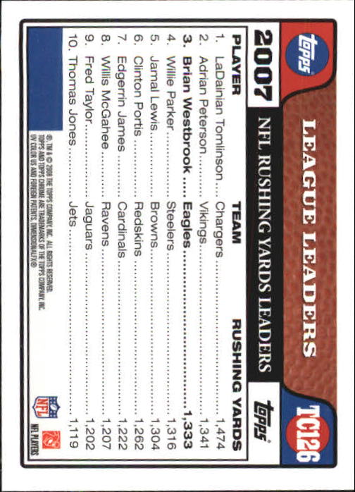 2008 Topps Chrome Football Part 1 Main Set Veterans Cards #TC1 to #TC165 - Picture 245 of 317