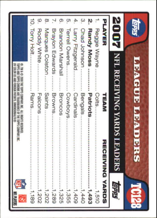 2008 Topps Chrome Football Part 1 Main Set Veterans Cards #TC1 to #TC165 - Picture 249 of 317