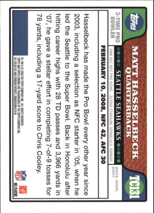 2008 Topps Chrome Football Part 1 Main Set Veterans Cards #TC1 to #TC165 - Picture 255 of 317