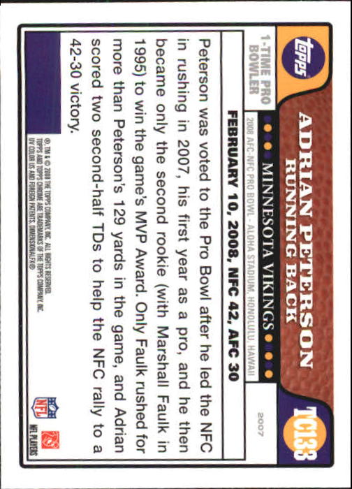 2008 Topps Chrome Football Part 1 Main Set Veterans Cards #TC1 to #TC165 - Picture 259 of 317
