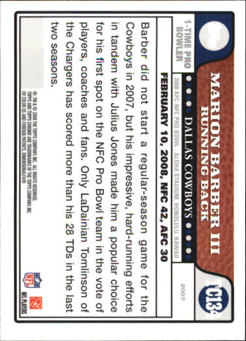 2008 Topps Chrome Football Part 1 Main Set Veterans Cards #TC1 to #TC165 - Picture 261 of 317