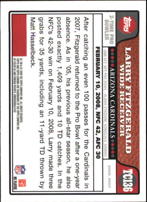 2008 Topps Chrome Football Part 1 Main Set Veterans Cards #TC1 to #TC165 - Picture 265 of 317