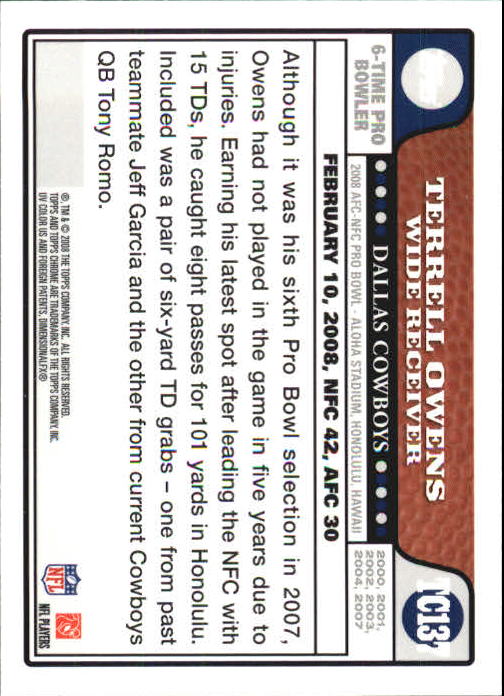 2008 Topps Chrome Football Part 1 Main Set Veterans Cards #TC1 to #TC165 - Picture 267 of 317