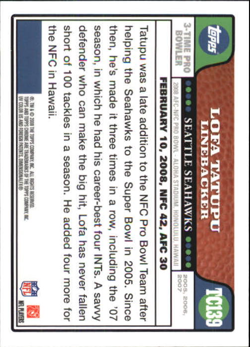 2008 Topps Chrome Football Part 1 Main Set Veterans Cards #TC1 to #TC165 - Picture 271 of 317