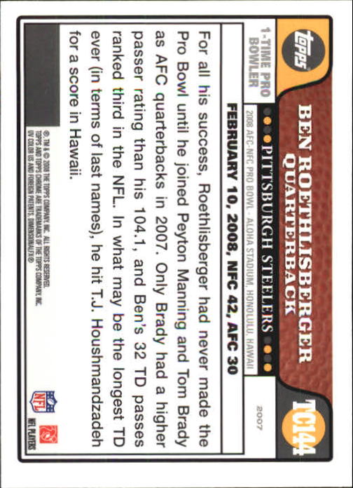 2008 Topps Chrome Football Part 1 Main Set Veterans Cards #TC1 to #TC165 - Picture 281 of 317