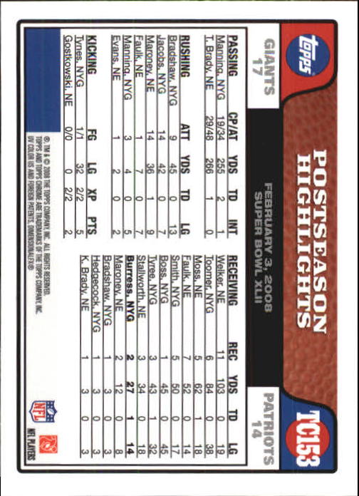 2008 Topps Chrome Football Part 1 Main Set Veterans Cards #TC1 to #TC165 - Picture 297 of 317
