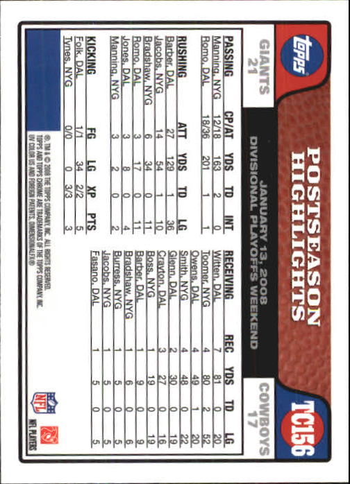 2008 Topps Chrome Football Part 1 Main Set Veterans Cards #TC1 to #TC165 - Picture 303 of 317