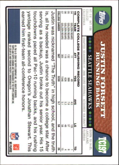 2008 Topps Chrome Football Teil 2 Main Set Rookie Karten #TC167 bis #TC275 - Bild 62 von 218